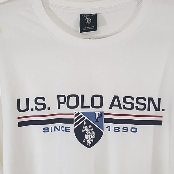 *NWT* U.S. POLO ASSN. White Long Sleeve Shirt w/Front Logo, size Large - Picture 2 of 7